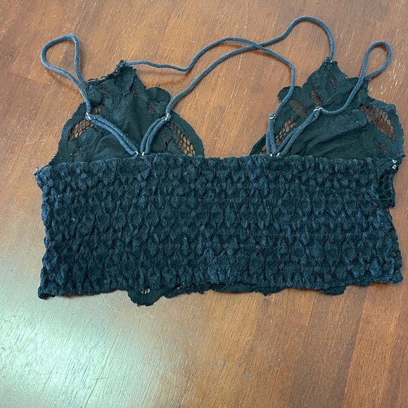 Free People One Adella Bra Top Lace Strappy Bralette Size Medium Black - Picture 2 of 4